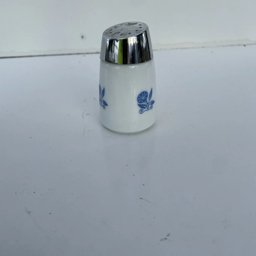 Vintage Dispensers Inc replacement white glass blue flower pepper shaker